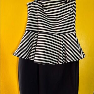 Striped Black and White Peplum Top